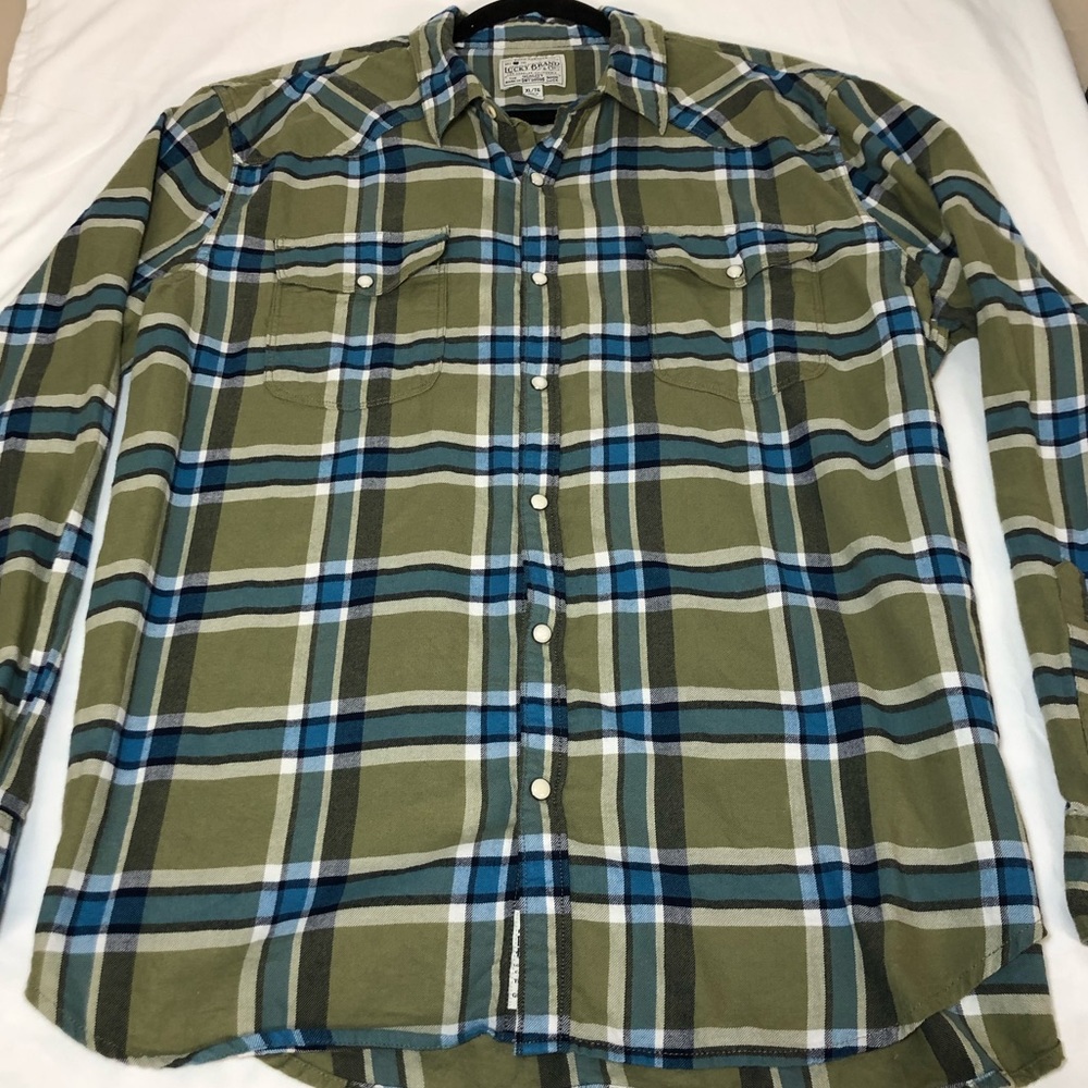Lucky Brand Mens XL Button Down Pearl Snap Shirt